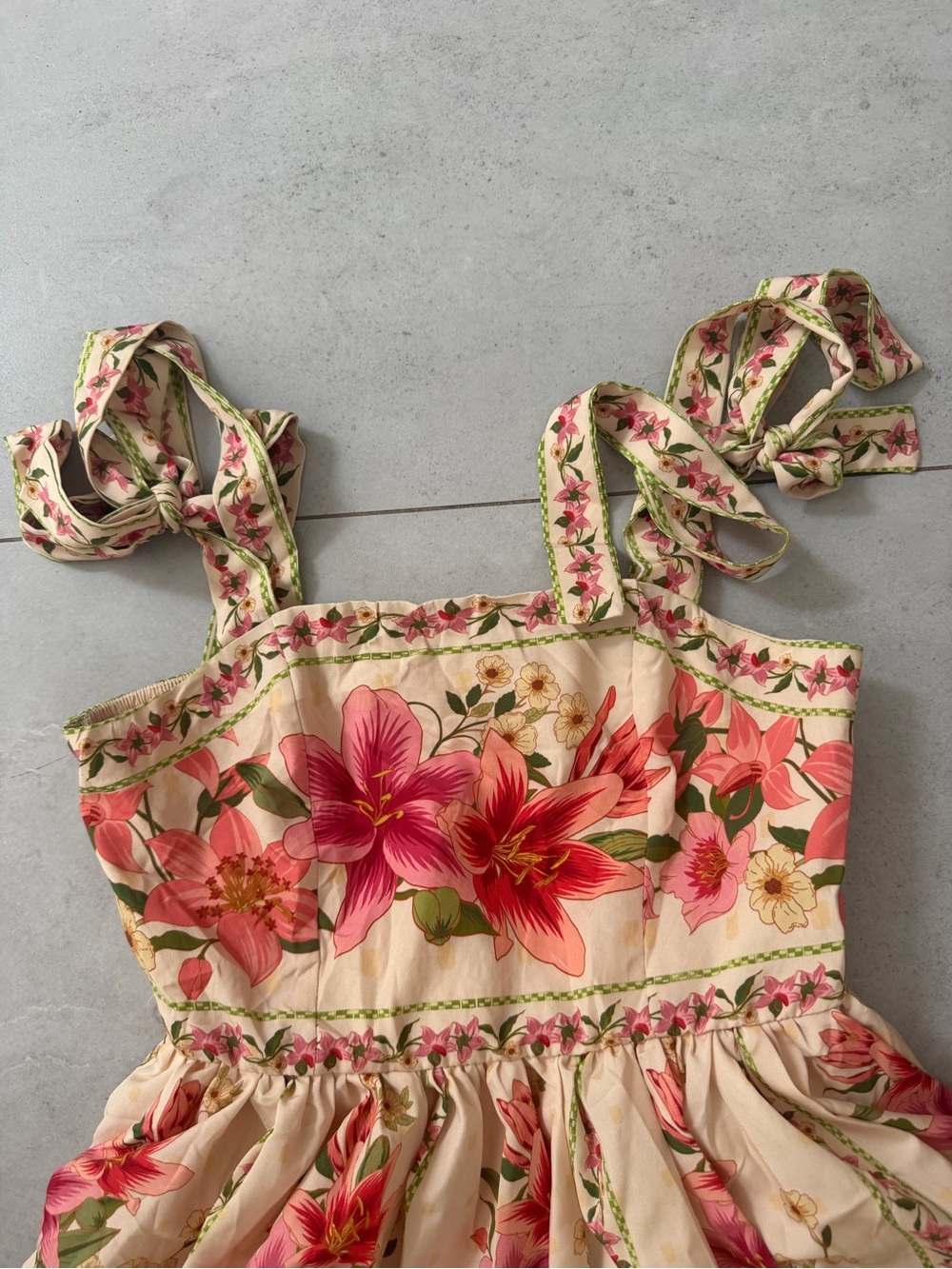 Tropical Floral Tie-Shoulder Midi Dress Size S - Picture 4 of 7